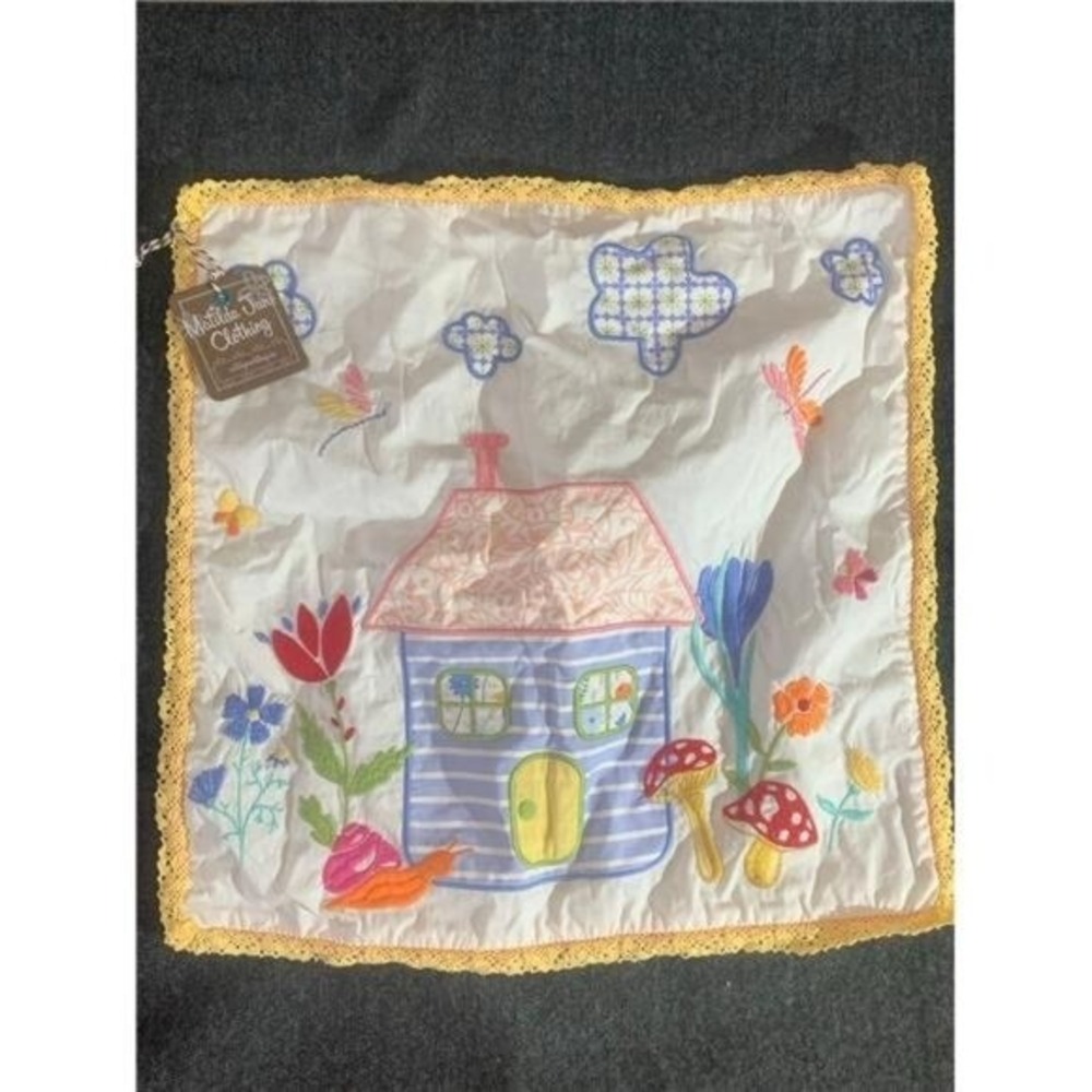 Matilda Jane Pillow Cover Kids OS White Whimsical Cottage Embroidered Lace Trim